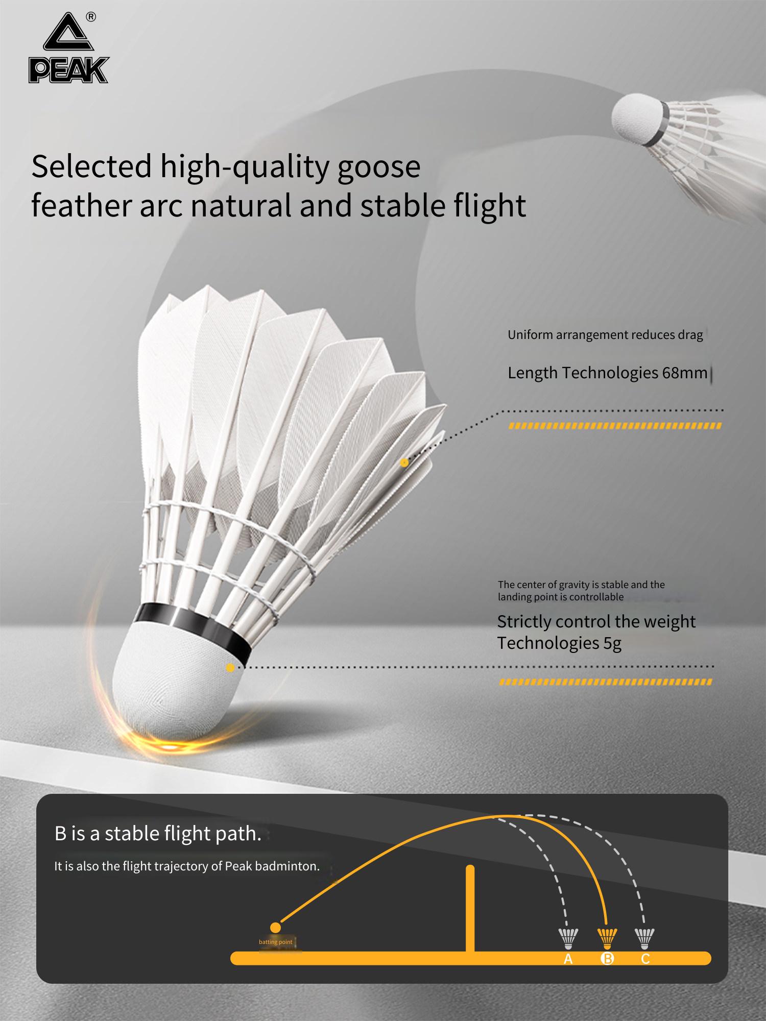 ريشة بدمنتون PEAK من ريش الإوز - مراجعة Feather Shuttlecock وسعره